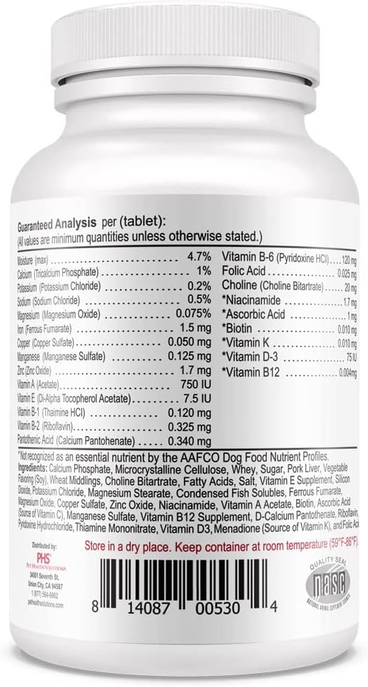 Vita-Tabs Suplemento Multivitamínico y Mineral para Perros - Recomendado por Veterinarios - 60 Comprimidos Masticables para Piel, Pelaje, Energía y Bienestar