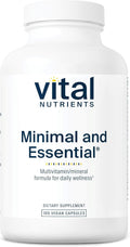 Vital Nutrients Minimal y Essential Multivitamínico - Multivitamina vegetariana de una sola toma diaria con minerales y antioxidantes - Sin hierro - Sin gluten, lácteos, soja - Sin OGM - 180 cápsulas
