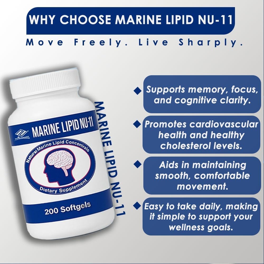 Nu Health Marine Lipid NU-11 Omega 3 Fish Oil, Ginkgo Biloba, 200 Softgels