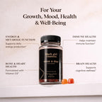 Black Girl Vitamins Once a Day - Multivitamínico en gominolas para mujeres - Vitaminas A, B, C, E y Zinc - Vegano, Sin Gluten - 30 Días (Fresa)
