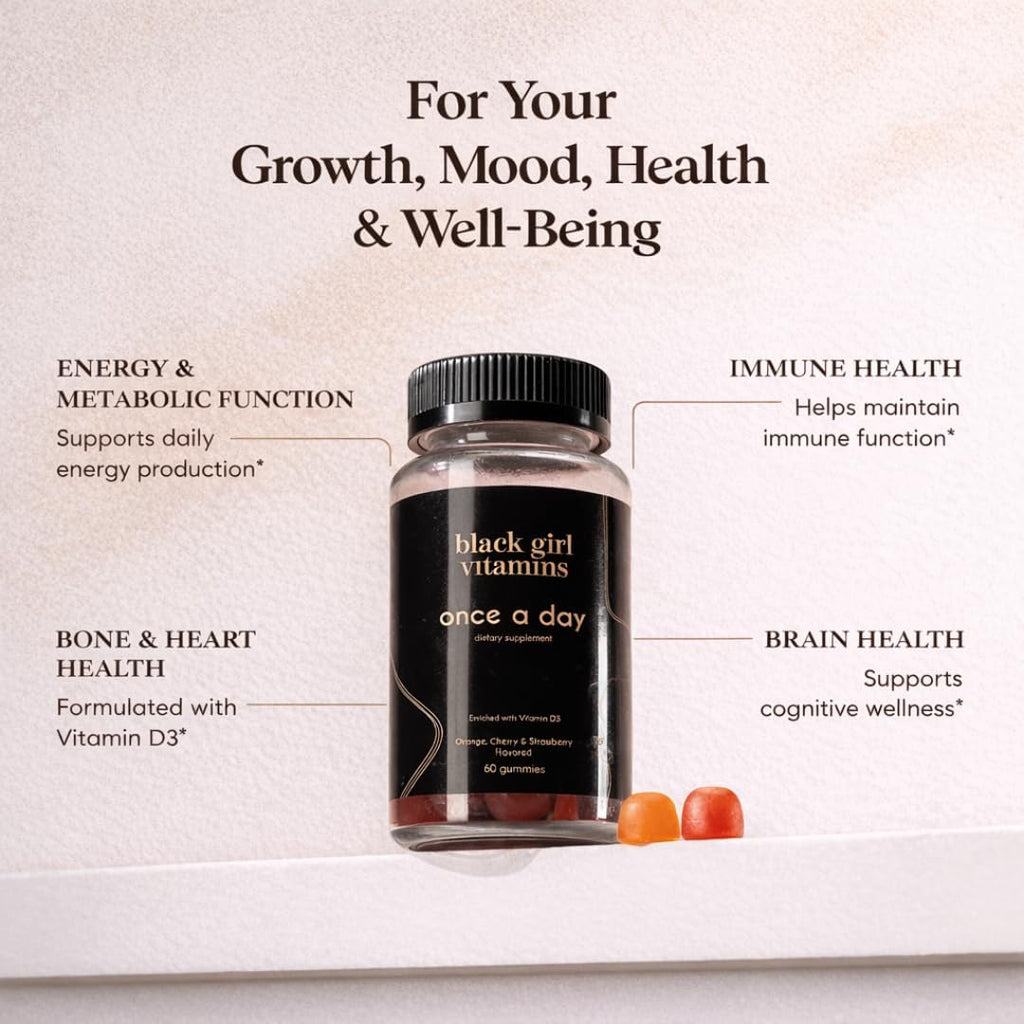 Black Girl Vitamins Multivitamínico para Mujeres en Gominolas - 60 Días, Fresa