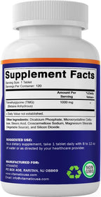 Vitamatic TMG 1000mg - Betaina Anhidra - 120 Comprimidos (3 Botellas)