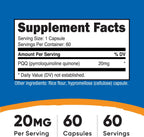 Nutricost PQQ (Pirroloquinolina Quinona) 20mg, 60 Cápsulas Vegetales