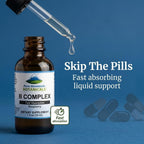 Pure Mountain Botanicals Complejo B Líquido - Vitaminas B12 y B6 - Sabor Frambuesa - Kosher No GMO - 30 Dosis