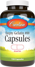 Cápsulas Vacías de Gelatina #00 de Carlson - 150 Cápsulas, Fáciles de Separar y Llenar