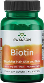 Swanson Biotina Súper Concentrada 10000 mcg - 60 Cápsulas Blandas