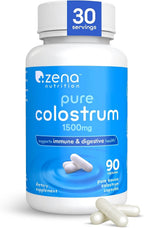 Zena Nutrition Pure Colostrum Capsules – Calostro Bovino Puro en Cápsulas, 1500mg