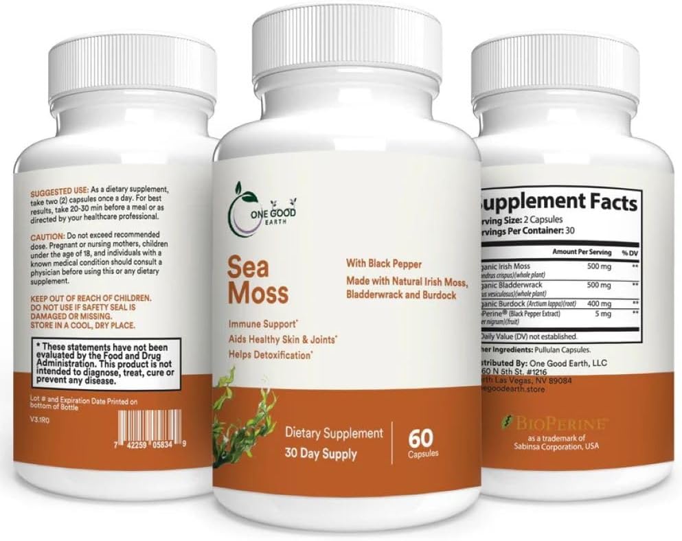 One Good Earth Sea Moss - 60 Cápsulas