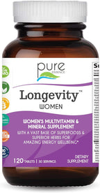 Pure Essence Longevity for Women 40+ - Multivitamin with Superfoods and Minerals - 90 Tablets