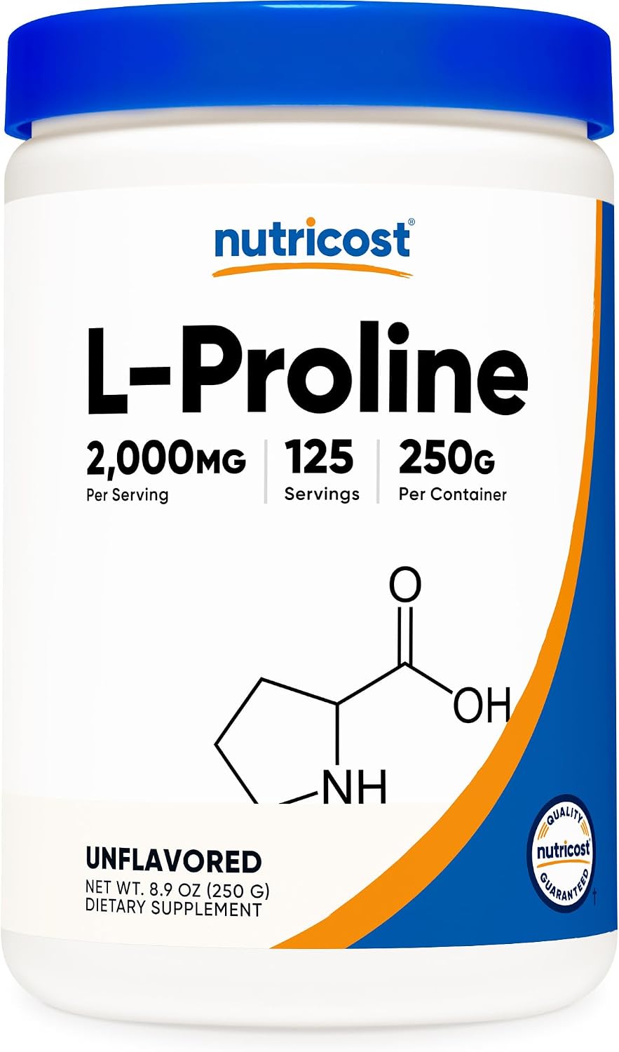 Nutricost L-Prolina en Polvo 250g - 2000mg por ración, No-GMO