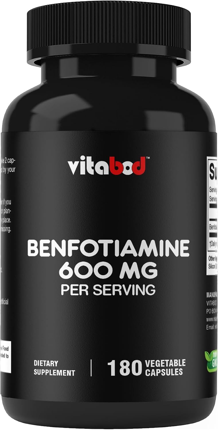 Vitabod Benfotiamina 600mg – 180 Cápsulas Vegetarianas – Suplemento de Vitamina B1 Liposoluble