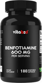 Vitabod Benfotiamina 600mg – 180 Cápsulas Vegetarianas – Suplemento de Vitamina B1 Liposoluble