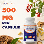 Vitamatic Berberina 500mg - 120 Cápsulas Vegetales (2 Frascos)