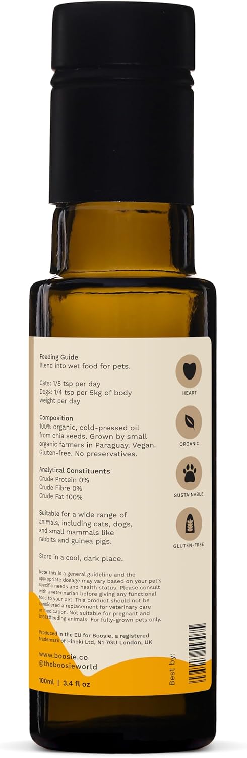Boosie Aceite Orgánico de Semillas de Chía para Perros y Gatos - 100 ml
