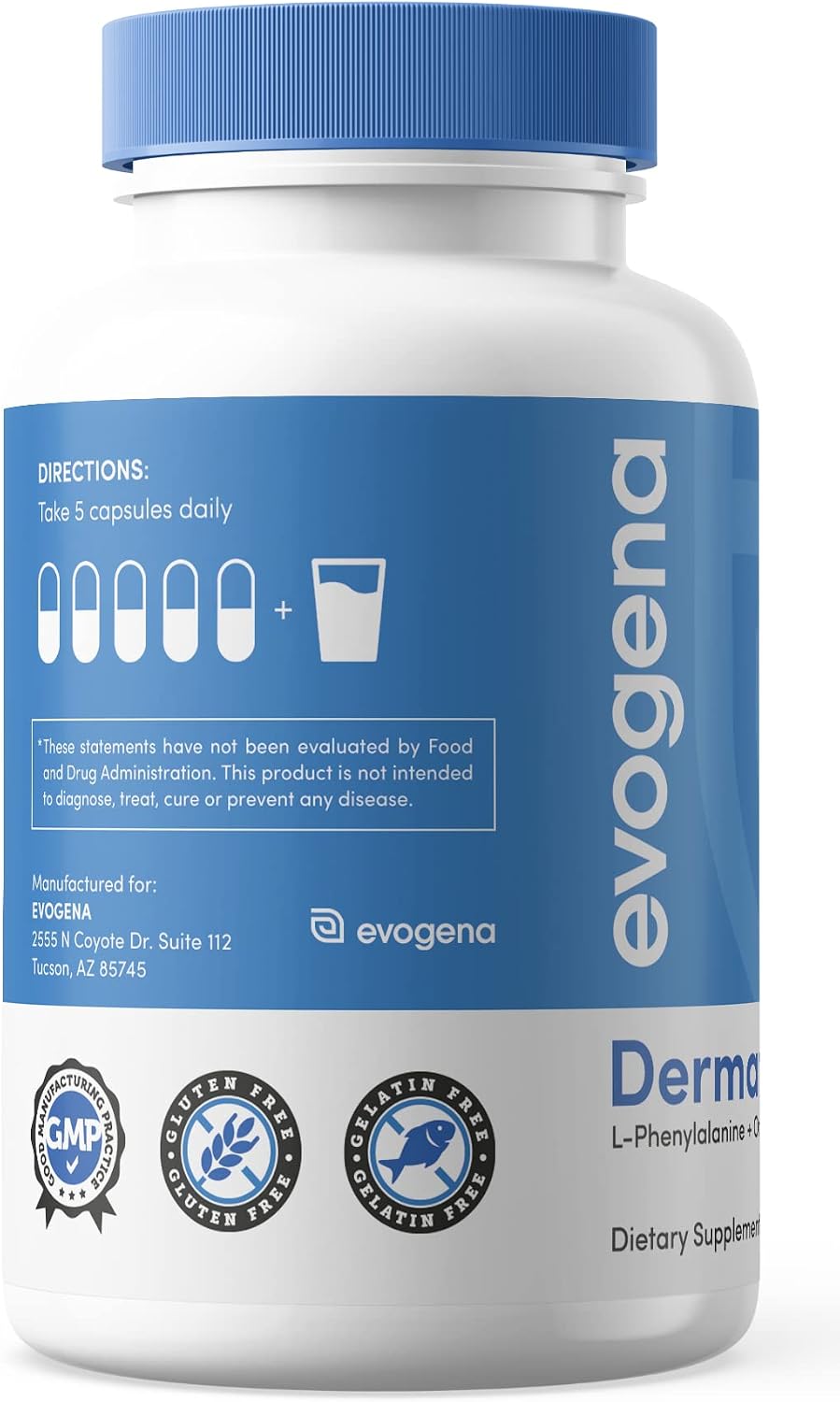 Dermatin - Complemento para Vitiligo con L-fenilalanina, Omega-3, Vitaminas D y B6 y Cobre