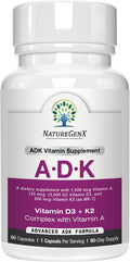 NatureGenX ADK – Vitaminas A, D3 y K2 MK-7 para la Salud Ósea – 60 Cápsulas