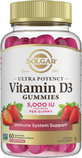 Solgar Vitamin D3 Gominolas para Adultos 5000 UI - Sabor Fresa - 60 Gominolas