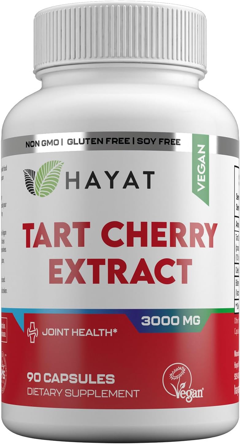 HAYAT Vitamins Extracto Natural de Cereza Ácida 3000mg, 10:1, Vegano, Halal, 90 Cápsulas