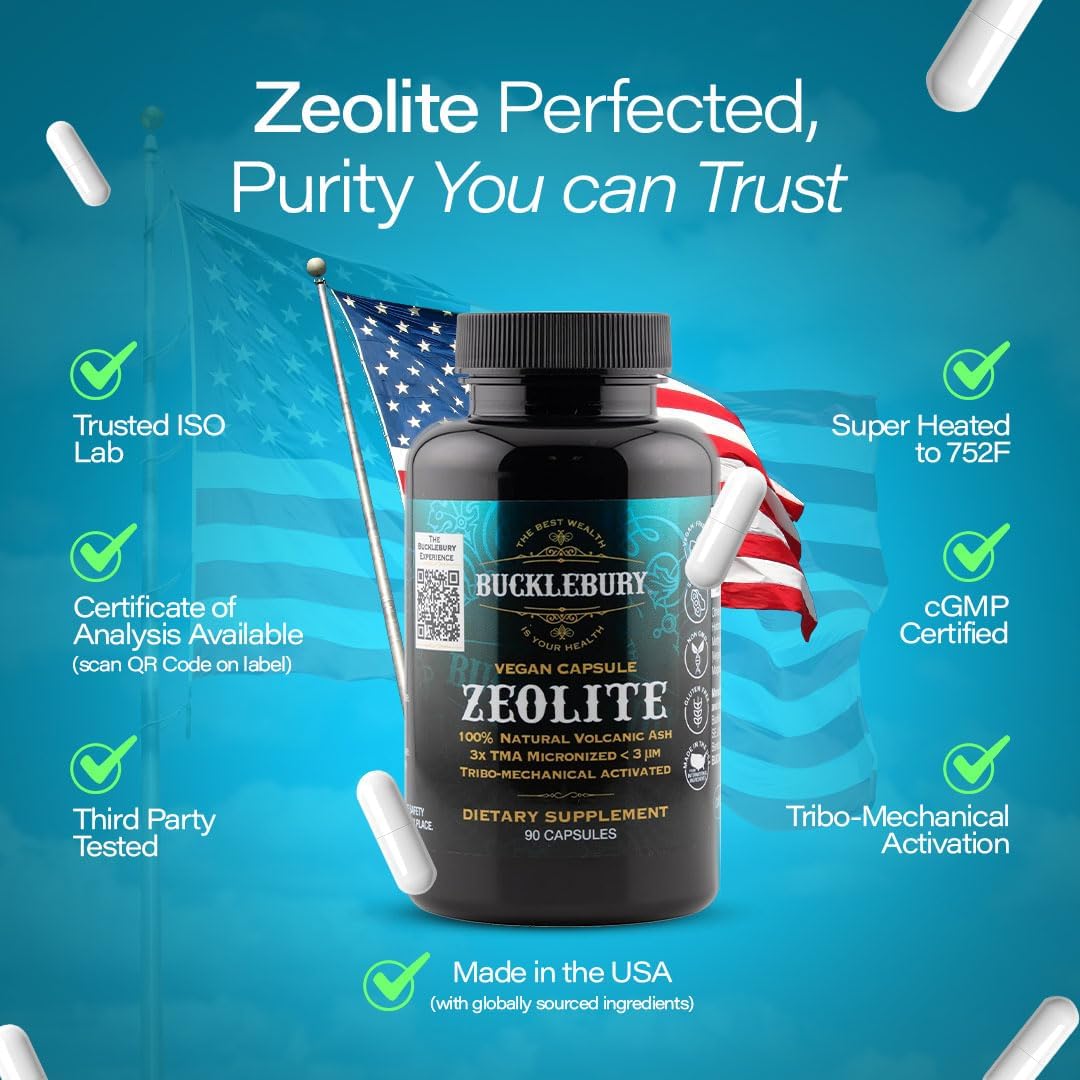 BUCKLEBURY Cápsulas de Zeolita Micronizada - Complemento Alimenticio para Adultos - 90 Cápsulas Veganas