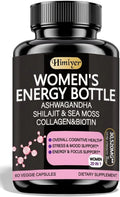 Himiyer Women's Energy Supplement, 60 Veggie Capsules, with Ashwagandha, Shilajit, Sea Moss, Collagen and Biotin