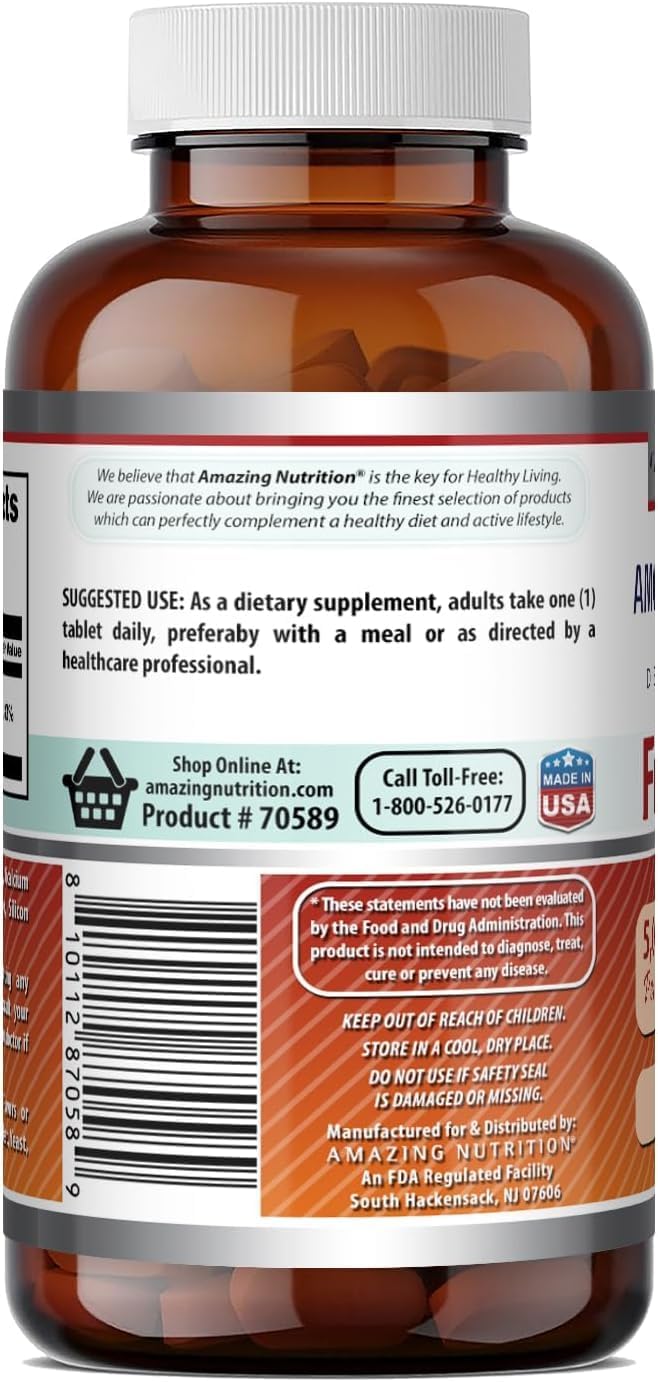 Amazing Formulas Ácido Fólico 5000 mcg por dosis | Complemento alimenticio en comprimidos | No transgénico, sin gluten | Fabricado en EE. UU. (Paquete de 3 | 120 comprimidos cada uno)