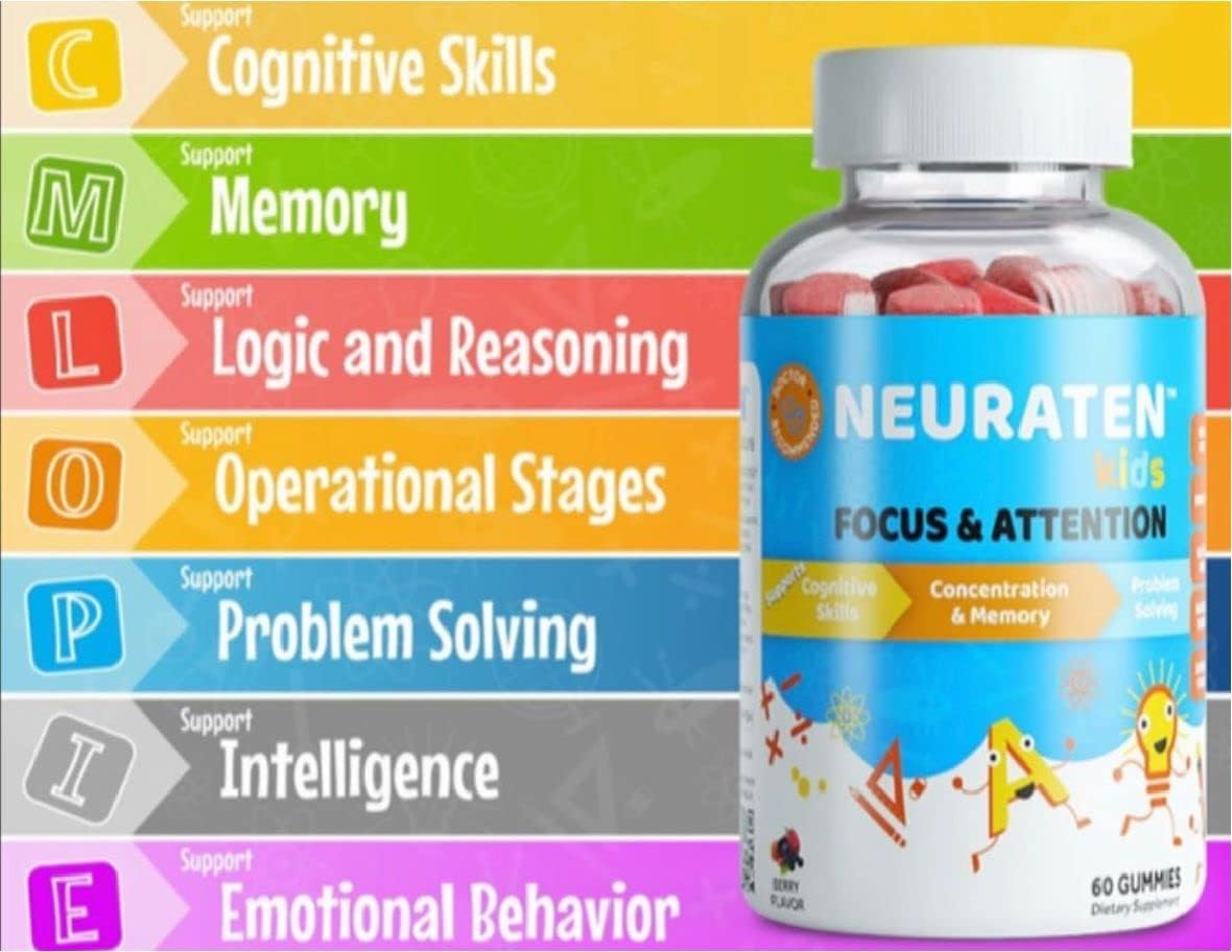 Neuraten Kids Suplemento de Atención y Concentración, 60 gominolas sabor bayas