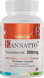 WELLNESS EXTRACT Eannatto Tocotrienols Vitamina E Sin Tocoferoles, Non-GMO, Sin Gluten, Antioxidante (300 mg, 30 cápsulas blandas)