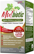 LABO Nutrition Mulbiotic Cápsulas - Extracto Orgánico de Hoja de Morera, Probiótico LactoSpore y Prebiótico Fenumannan