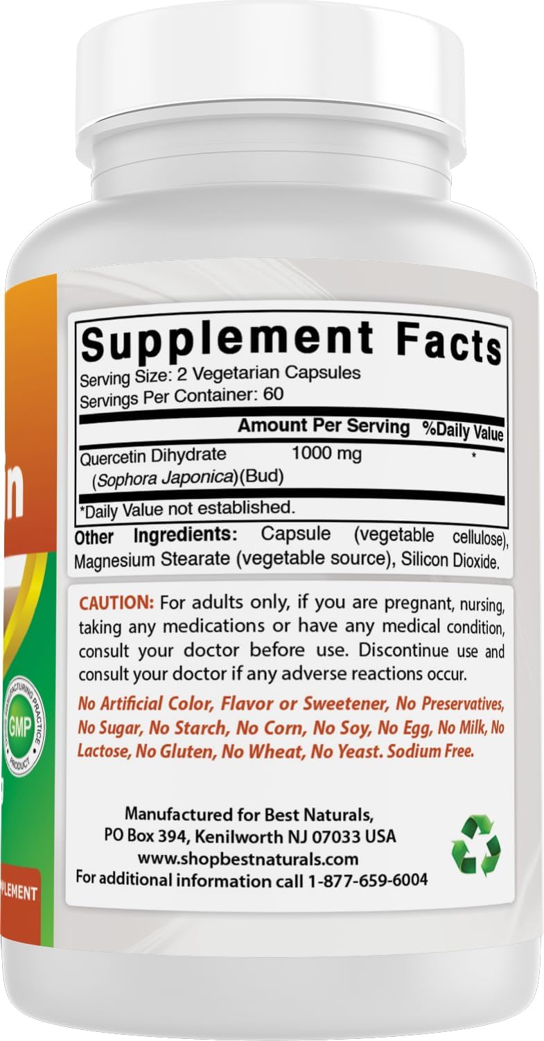 Best Naturals Quercetina 1000 mg - 120 Cápsulas Veganas (Pack de 3)