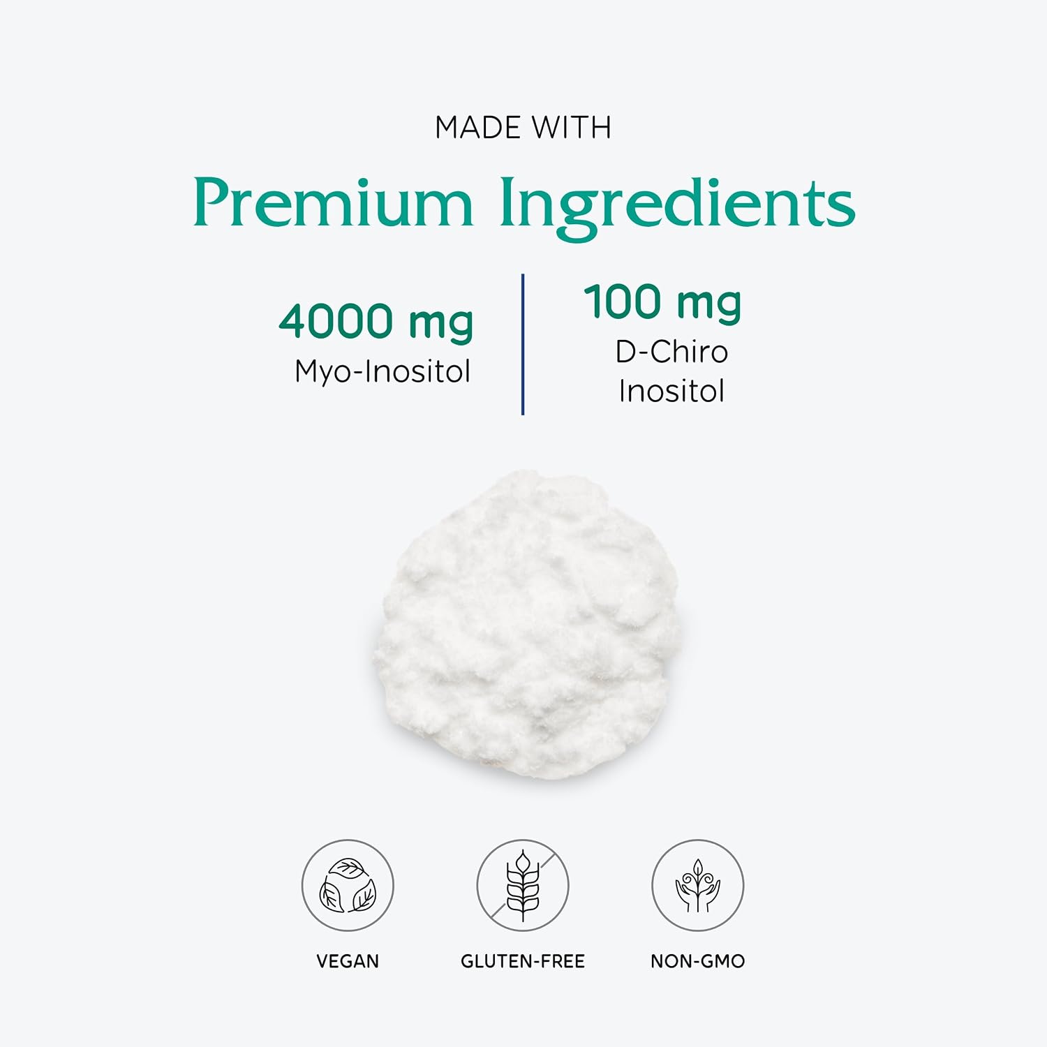 Vitanica Optinositol - Myo-Inositol y D-Chiro Inositol en Polvo (4000 mg + 100 mg) - 125 g