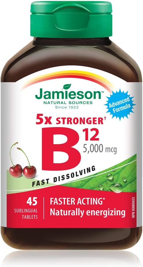 Jamieson Vitamina B12 5.000 mcg, 45 comprimidos – Metilcobalamina de alta potencia
