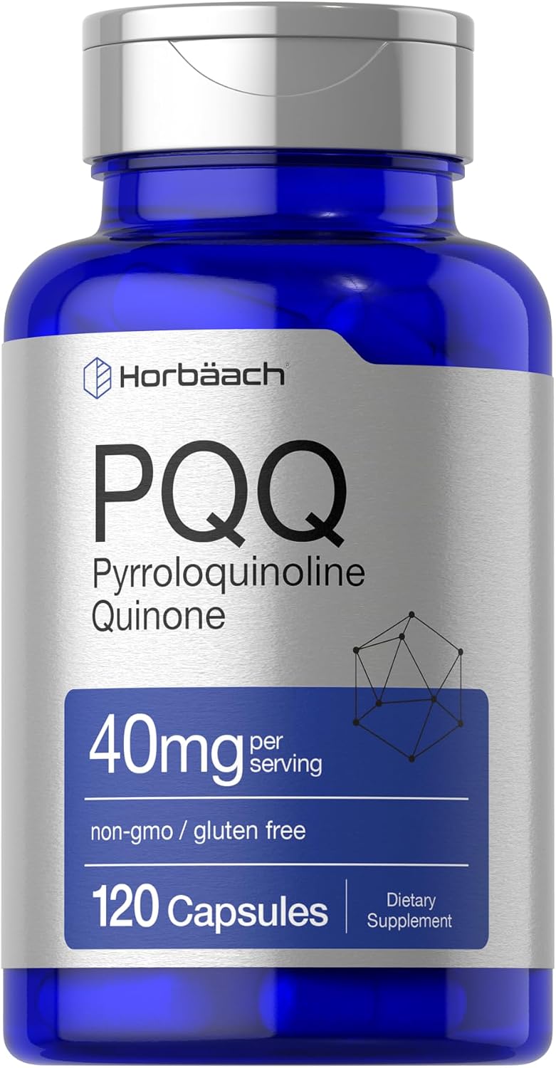 Horbäach Suplemento de PQQ 40 mg | 120 Cápsulas | Máxima Potencia | Sin Gluten y No-GMO