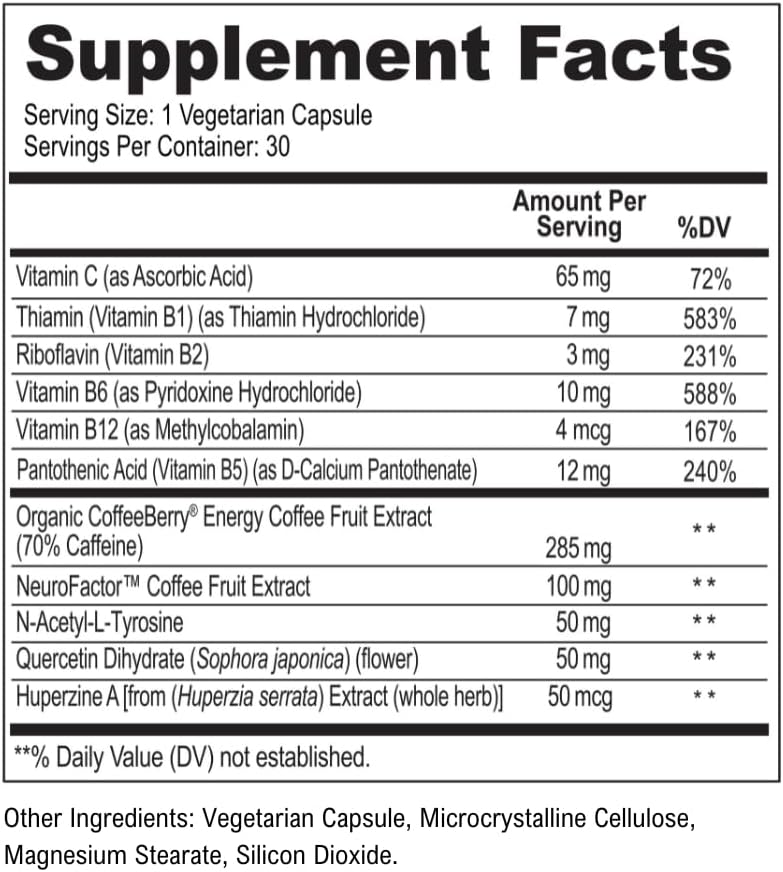 ScimeraMD® FocusMD Complemento para el Cerebro con Coffeeberry Orgánico Nootrópico, Huperzina A para Memoria, Concentración y Energía, 30 Cápsulas