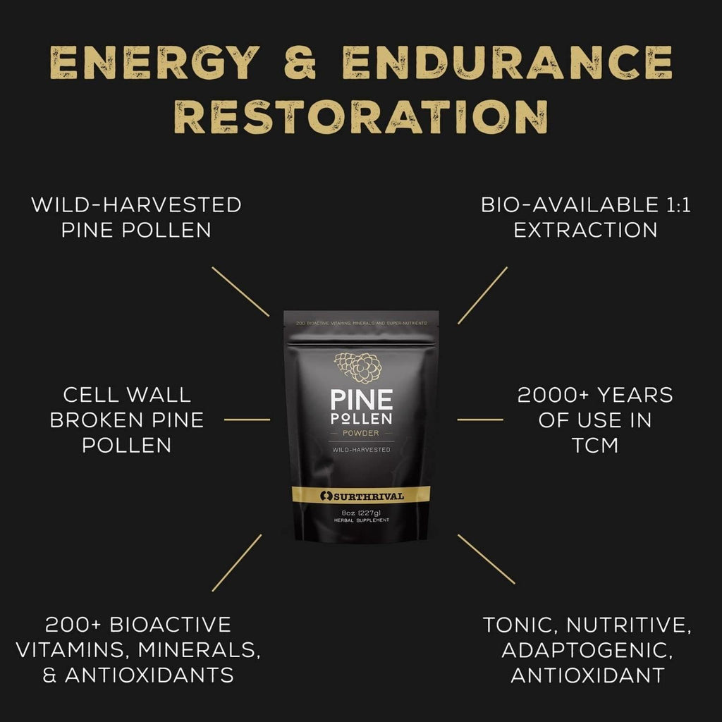 Surthrival Pine Pollen Powder (227 g) - Wild-Harvested, Energy and Endurance Restoration
