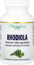 Paradise Herbs Rhodiola Rosea Extracto 500 mg – 180 Cápsulas Vegetarianas