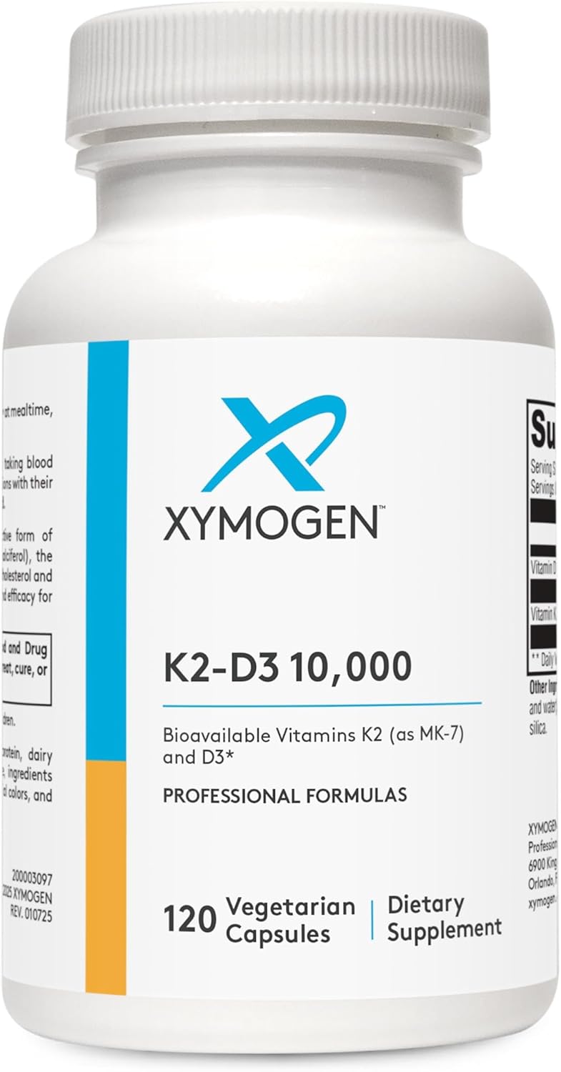 XYMOGEN K2-D3 10000 - Vitamina D3 y K2, 120 Cápsulas