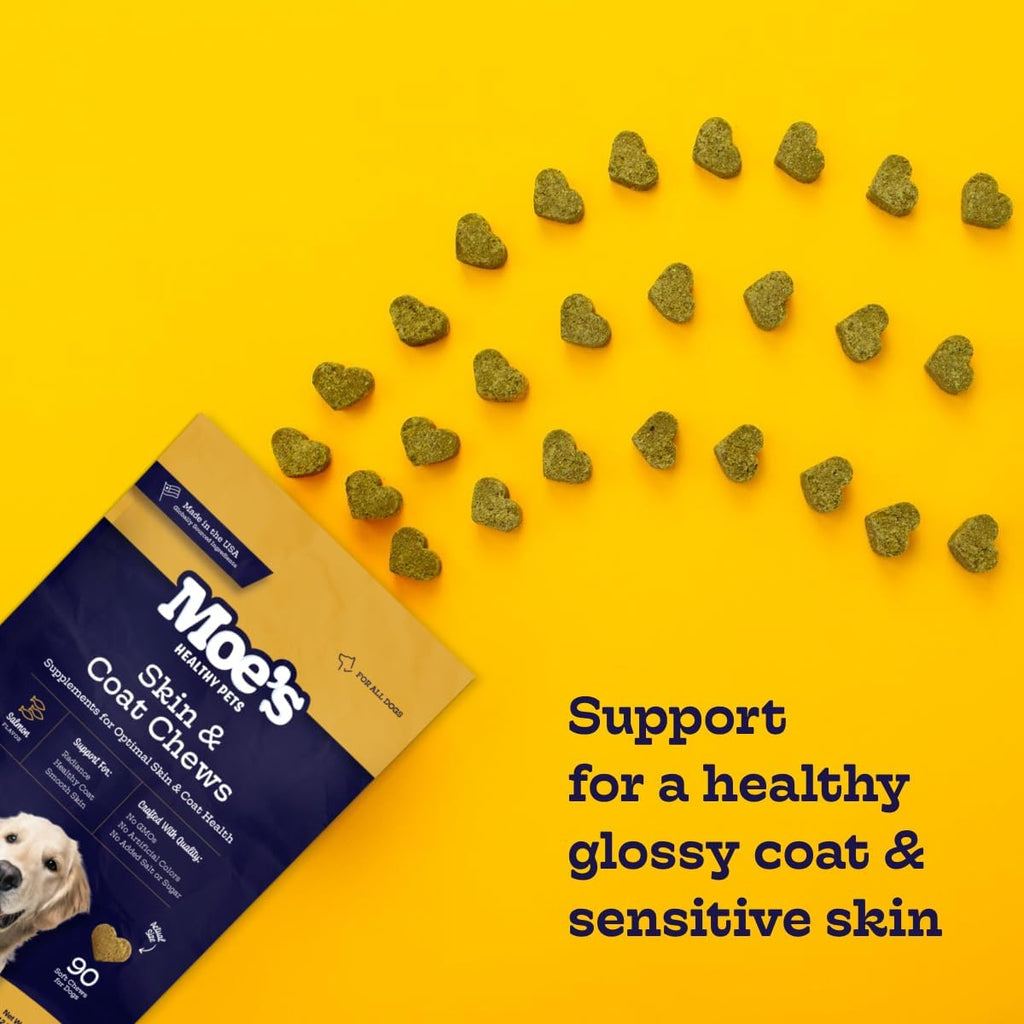 Moe’s Skin & Coat Omega 3, 6, 9 y Vitaminas para Perros - 90 Chews Blandos