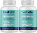 BESTVITE Nattokinasa 100mg (2000 FU) - 240 Cápsulas Vegetarianas (120x2) - Sin Estearatos - Vegano - No-GMO - Sin Gluten