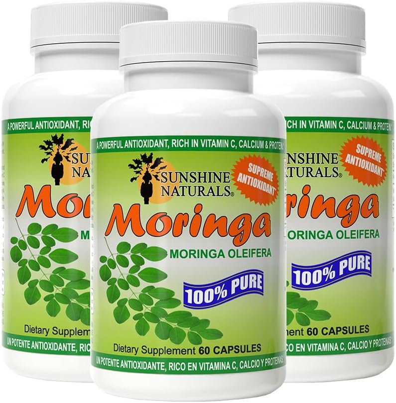Sunshine Naturals Moringa - Suplemento Dietético, 120 cápsulas (Paquete de 5)