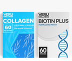 Veru Wellness Parches Duo para Cabello, Piel y Uñas - Biotina y Colágeno - Parche Transdérmico Autorregulable, Liberación Gradual 8-10 Horas (Suministro para 60 Días)