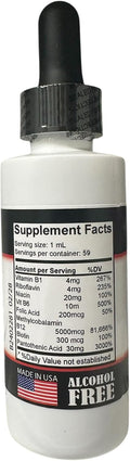 Vitamina B12 Sublingual - Complejo B Líquido con B1, B2, B3, B6, B7 y B12 - 60 ml - Sabor Baya Suave