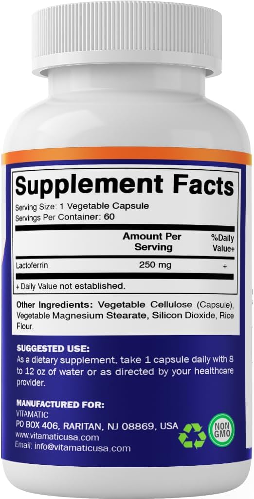 Vitamatic Lactoferrina 250 mg – 60 Cápsulas Vegetales
