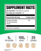 Polvo de Calabaza - Suplemento Superfood, Sin Gluten, 100g
