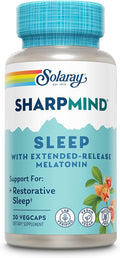 SOLARAY SharpMind Sleep - Fórmula de ayuda para dormir con melatonina de liberación prolongada 3 mg - 30 cápsulas veganas