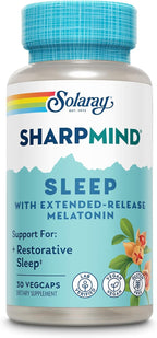 SOLARAY SharpMind Sleep - Fórmula de ayuda para dormir con melatonina de liberación prolongada 3 mg - 30 cápsulas veganas