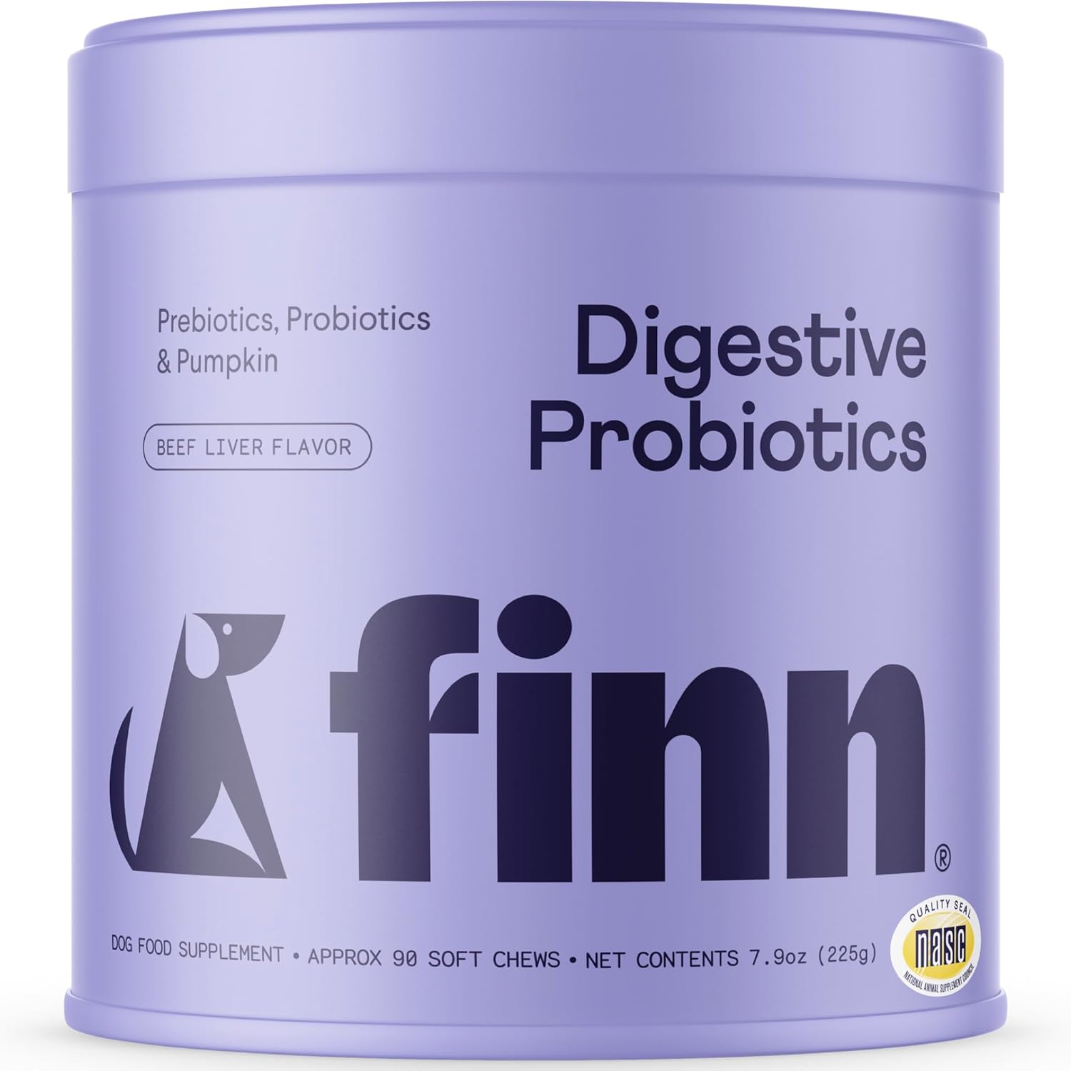 Finn Probióticos Digestivos para Perros - Calabaza y Prebióticos - 90 Masticables - 6 Cepas, 3 Mil Millones UFC