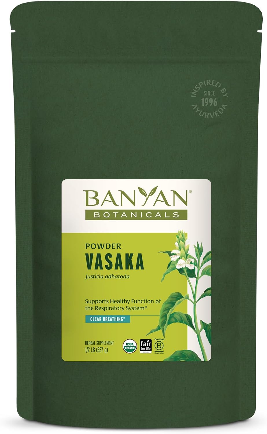 Banyan Botanicals Polvo de Vasaka - Orgánico Certificado, 227 g (1/2 libra)