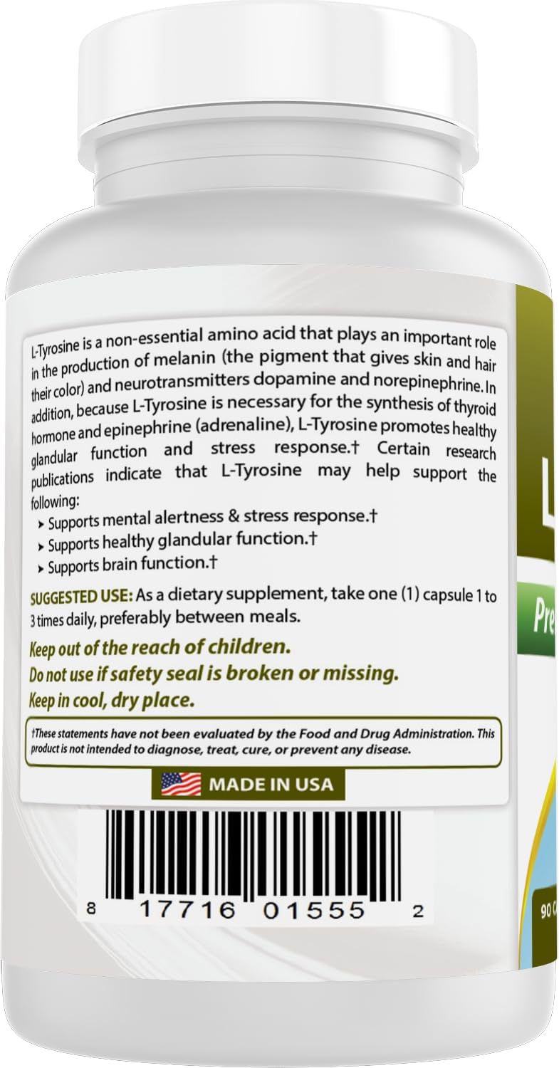 Best Naturals L-Tirosina 500 mg 90 Cápsulas