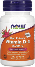 NOW Foods Vitamina D-3 2000 UI 240 Cápsulas Blandas