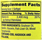 Suplemento de Vitamina A 2400 mcg - 250 Cápsulas Blandas
